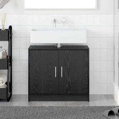 vidaXL Badezimmerschrank mit Tür Schwarz Eichen-Optik 63 x 29 x 55 cm vidaXL Badezimmerschrank mit Tür Schwarz Eichen-Optik 63 x 29 x 55 cm
