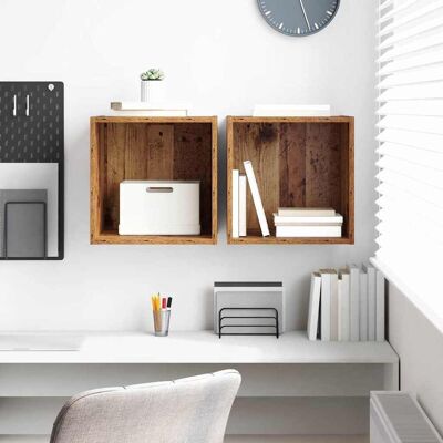 vidaXL Wandschrank Wandhalterung 2 pcs Altholz 37 x 37 x 37 cm vidaXL Wandschrank Wandhalterung 2 pcs Altholz 37 x 37 x 37 cm