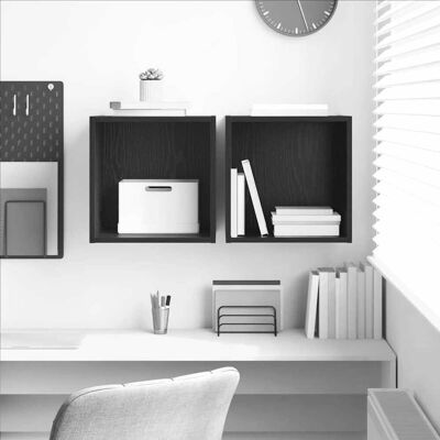 vidaXL Wandschrank Wandhalterung 2 pcs Schwarz Eichen-Optik vidaXL Wandschrank Wandhalterung 2 pcs Schwarz Eichen-Optik