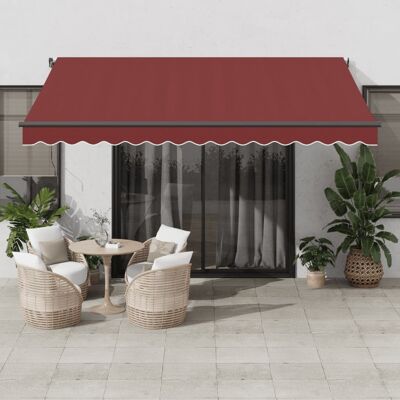 vidaXL Markise Automatisch mit LED Weinrot 400x350 cm vidaXL Markise Automatisch mit LED Weinrot 400x350 cm