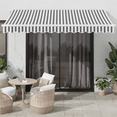 vidaXL Markise mit LED-Beleuchtung Manuell Anthrazit & Weiß 350x250 cm vidaXL Markise mit LED-Beleuchtung Manuell Anthrazit & Weiß 350x250 cm