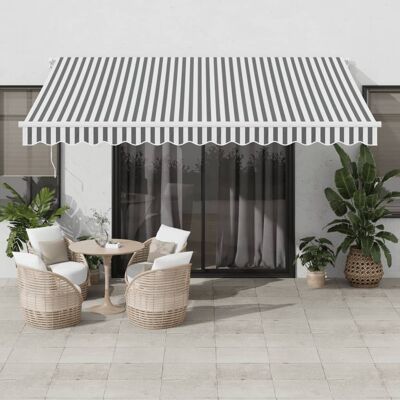 vidaXL Markise Automatisch mit LED Anthrazit & Weiß 400x350 cm vidaXL Markise Automatisch mit LED Anthrazit & Weiß 400x350 cm