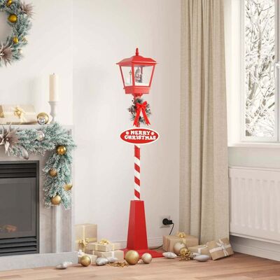 vidaXL Weihnachtsstraßenlampe mit Laterne Rot 40,5x40,5x180cm vidaXL Weihnachtsstraßenlampe mit Laterne Rot 40,5x40,5x180cm