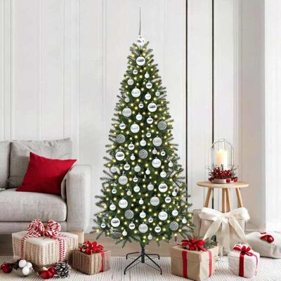 vidaXL Weihnachtskugel-Set mit 300 LEDs 120 pcs Silber Kunststoff vidaXL Weihnachtskugel-Set mit 300 LEDs 120 pcs Silber Kunststoff