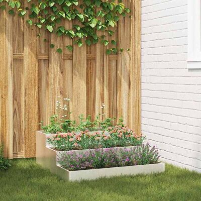 vidaXL Silber Edelstahl Gartengefäß 90 x 90 x 35 cm - Pflanzgefäß vidaXL Silber Edelstahl Gartengefäß 90 x 90 x 35 cm - Pflanzgefäß