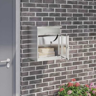 vidaXL Paketdrop-Box mit Speicher Silber 47,5 x 38 x 59 cm Edelstahl vidaXL Paketdrop-Box mit Speicher Silber 47,5 x 38 x 59 cm Edelstahl