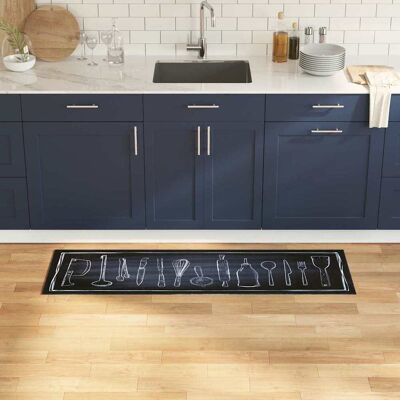 vidaXL Küchen Teppich Schwarz 150 x 45 cm Samt vidaXL Küchen Teppich Schwarz 150 x 45 cm Samt