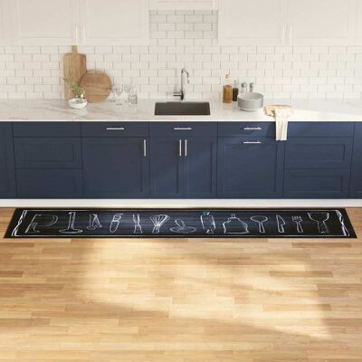 vidaXL Küchen Teppich Schwarz 300 x 60 cm Samt vidaXL Küchen Teppich Schwarz 300 x 60 cm Samt