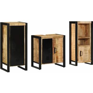 vidaXL Badezimmermöbel Set mit Regal 3 pcs Braun Massivholz Mango vidaXL Badezimmermöbel Set mit Regal 3 pcs Braun Massivholz Mango