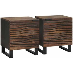 vidaXL Nachttisch 2 pcs Walnuss 40 x 33 x 46 cm Massivholz Akazie vidaXL Nachttisch 2 pcs Walnuss 40 x 33 x 46 cm Massivholz Akazie