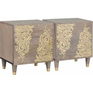 vidaXL Bedside Cabinet with Door 2 pcs Grau 40 x 33 x 46 cm vidaXL Bedside Cabinet with Door 2 pcs Grau 40 x 33 x 46 cm
