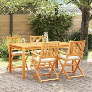 Vidaxl Gartenfaltstühle mit Kissen - 4 Stück - Holz Vidaxl Gartenfaltstühle mit Kissen - 4 Stück - Holz