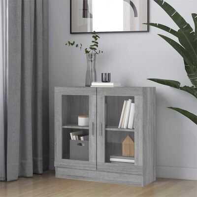 vidaXL Vitrinenschrank Grau Sonoma 82,5x30,5x80 cm Holzwerkstoff vidaXL Vitrinenschrank Grau Sonoma 82,5x30,5x80 cm Holzwerkstoff
