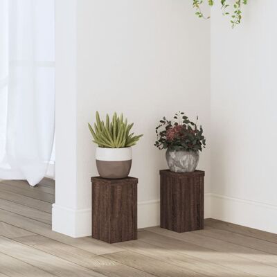 vidaXL Pflanzenständer 2 Stk. Braun Eiche 10x10x18 cm Holzwerkstoff vidaXL Pflanzenständer 2 Stk. Braun Eiche 10x10x18 cm Holzwerkstoff