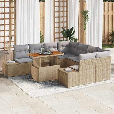 vidaXL Gartensofa-set 9 Stk. Beige und Grau vidaXL Gartensofa-set 9 Stk. Beige und Grau