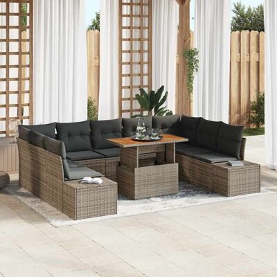 vidaXL Gartensofa-set 10 Stk. Grau und Braun vidaXL Gartensofa-set 10 Stk. Grau und Braun
