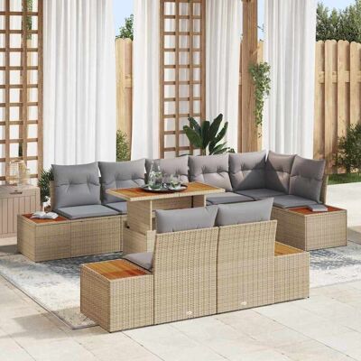 vidaXL Gartensofa-set 9 Stk. Beige und Grau vidaXL Gartensofa-set 9 Stk. Beige und Grau