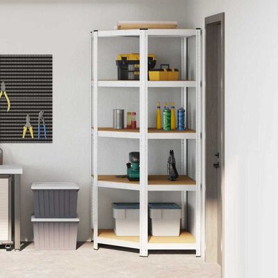 vidaXL Eckregal mit Regal Silber 90 x 90 x 198 cm Holzwerkstoff vidaXL Eckregal mit Regal Silber 90 x 90 x 198 cm Holzwerkstoff