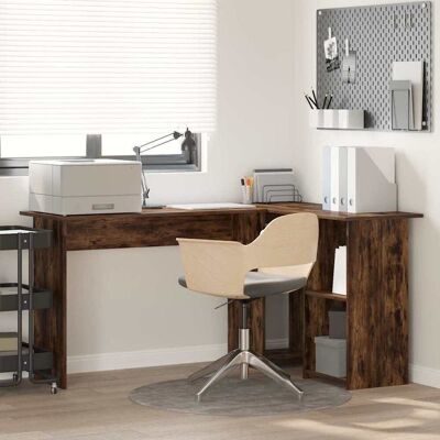 vidaXL Schreibtisch Geräucherte Eiche Holzwerkstoff 142 x 102 x 73 cm vidaXL Schreibtisch Geräucherte Eiche Holzwerkstoff 142 x 102 x 73 cm