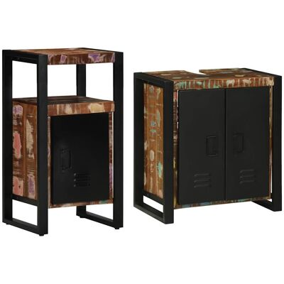 vidaXL Badezimmermöbel-Set mit Regal 2 pcs Massives upgecyceltes Holz vidaXL Badezimmermöbel-Set mit Regal 2 pcs Massives upgecyceltes Holz