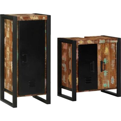 vidaXL Badezimmermöbel-Set mit Regal 2 pcs Massives upgecyceltes Holz vidaXL Badezimmermöbel-Set mit Regal 2 pcs Massives upgecyceltes Holz