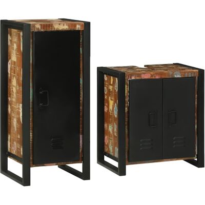 vidaXL Badezimmermöbel-Set mit Regal 2 pcs Mehrfarbig Massives Altholz vidaXL Badezimmermöbel-Set mit Regal 2 pcs Mehrfarbig Massives Altholz