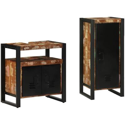 vidaXL Badezimmermöbel-Set mit Regal 2 pcs Massives upgecyceltes Holz vidaXL Badezimmermöbel-Set mit Regal 2 pcs Massives upgecyceltes Holz