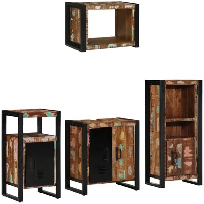 vidaXL Badezimmermöbel-Set mit Regal 4 pcs Massives upgecyceltes Holz vidaXL Badezimmermöbel-Set mit Regal 4 pcs Massives upgecyceltes Holz