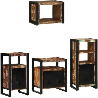 vidaXL Badezimmermöbel-Set mit Regal 4 pcs Massives upgecyceltes Holz vidaXL Badezimmermöbel-Set mit Regal 4 pcs Massives upgecyceltes Holz