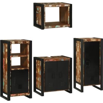 vidaXL Badezimmermöbel-Set mit Regal 4 pcs Mehrfarbig Massives Altholz vidaXL Badezimmermöbel-Set mit Regal 4 pcs Mehrfarbig Massives Altholz