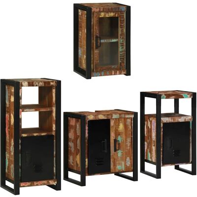 vidaXL Badezimmermöbel-Set mit Regal 4 pcs Mehrfarbig Massives Altholz vidaXL Badezimmermöbel-Set mit Regal 4 pcs Mehrfarbig Massives Altholz
