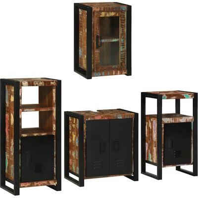 vidaXL Badezimmermöbel-Set mit Regal 4 pcs Mehrfarbig Massives Altholz vidaXL Badezimmermöbel-Set mit Regal 4 pcs Mehrfarbig Massives Altholz
