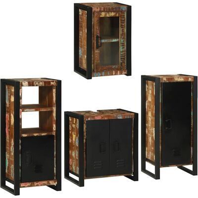 vidaXL Badezimmermöbel-Set mit Regal 4 pcs Mehrfarbig Massives Altholz vidaXL Badezimmermöbel-Set mit Regal 4 pcs Mehrfarbig Massives Altholz