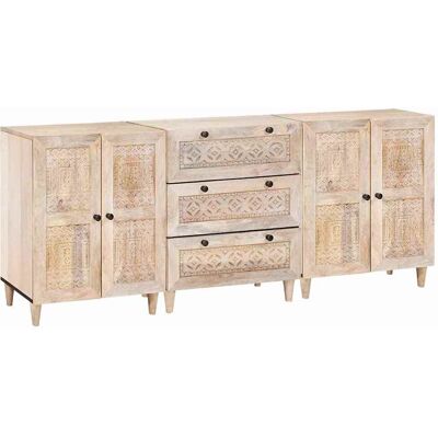 vidaXL Sideboard 3 pcs Weiß 180 x 33,5 x 75 cm massives Mangoholz vidaXL Sideboard 3 pcs Weiß 180 x 33,5 x 75 cm massives Mangoholz