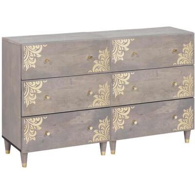 vidaXL Sideboard mit Regal 2 pcs Grau 60 x 33 x 75 cm Massivholz Mango vidaXL Sideboard mit Regal 2 pcs Grau 60 x 33 x 75 cm Massivholz Mango
