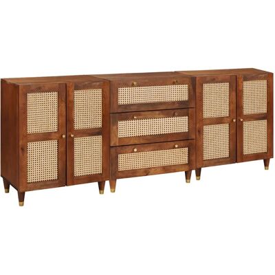 vidaXL Sideboard Set 3 pcs Braun 180 x 33 x 75 cm Massivholz Mango vidaXL Sideboard Set 3 pcs Braun 180 x 33 x 75 cm Massivholz Mango