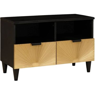 vidaXL TV-Schränk Schwarz und Gold 70 x 33 x 46 cm Holzwerkstoff vidaXL TV-Schränk Schwarz und Gold 70 x 33 x 46 cm Holzwerkstoff