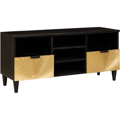 vidaXL TV-Schränk Schwarz und Gold 100 x 33 x 46 cm Holzwerkstoff vidaXL TV-Schränk Schwarz und Gold 100 x 33 x 46 cm Holzwerkstoff