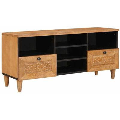 vidaXL TV-Schränk mit Schubladen 100 x 33 x 46 cm Massivholz Mango vidaXL TV-Schränk mit Schubladen 100 x 33 x 46 cm Massivholz Mango