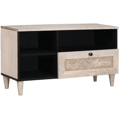 vidaXL TV-Schränk Bleached White 80 x 33 x 46 cm Massivholz Mango vidaXL TV-Schränk Bleached White 80 x 33 x 46 cm Massivholz Mango
