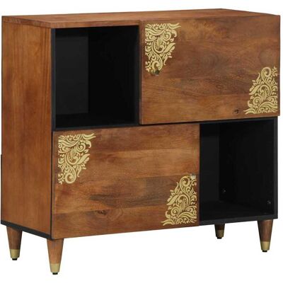 vidaXL Sideboard mit Regal Braun 80 x 33 x 75 cm Massivholz Mango vidaXL Sideboard mit Regal Braun 80 x 33 x 75 cm Massivholz Mango