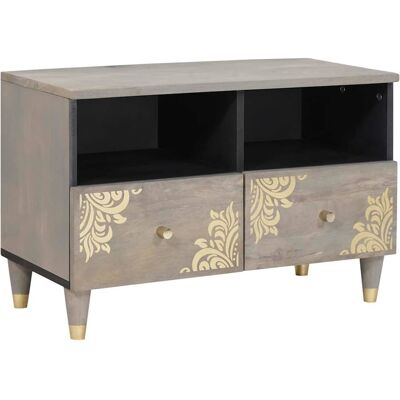 vidaXL TV-Schränk mit Schubladen Grau 70 x 33 x 46 cm Massivholz Mango vidaXL TV-Schränk mit Schubladen Grau 70 x 33 x 46 cm Massivholz Mango
