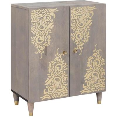 vidaXL Sideboard Grau und Gold 60 x 33 x 75 cm Massivholz Mango vidaXL Sideboard Grau und Gold 60 x 33 x 75 cm Massivholz Mango