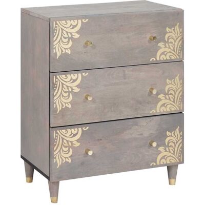 vidaXL Sideboard Grau und Gold 60 x 33 x 75 cm Massivholz Mango vidaXL Sideboard Grau und Gold 60 x 33 x 75 cm Massivholz Mango