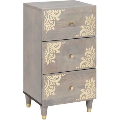 vidaXL Sideboard Grau und Gold 40 x 33 x 75 cm Massivholz Mango vidaXL Sideboard Grau und Gold 40 x 33 x 75 cm Massivholz Mango