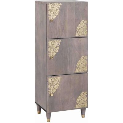 vidaXL Highboard Grau und Gold 40 x 33 x 110 cm Massivholz Mango vidaXL Highboard Grau und Gold 40 x 33 x 110 cm Massivholz Mango