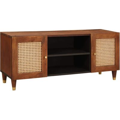 vidaXL TV-Schränk mit Regal Braun 105 x 33,5 x 46 cm Massivholz Mango vidaXL TV-Schränk mit Regal Braun 105 x 33,5 x 46 cm Massivholz Mango