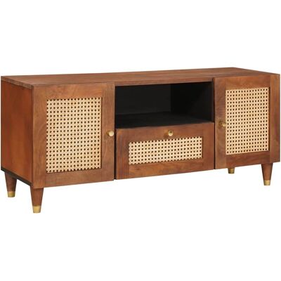 vidaXL TV-Schränk mit Regal Braun 105 x 33,5 x 46 cm Massivholz Mango vidaXL TV-Schränk mit Regal Braun 105 x 33,5 x 46 cm Massivholz Mango