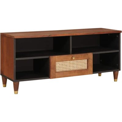 vidaXL TV-Schränk mit Regal Braun 100 x 33,5 x 46 cm Massivholz Mango vidaXL TV-Schränk mit Regal Braun 100 x 33,5 x 46 cm Massivholz Mango