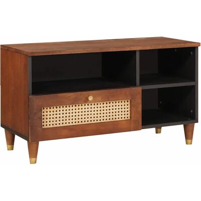 vidaXL TV-Schränk mit Regal Braun 80 x 33,5 x 46 cm Massivholz Mango vidaXL TV-Schränk mit Regal Braun 80 x 33,5 x 46 cm Massivholz Mango